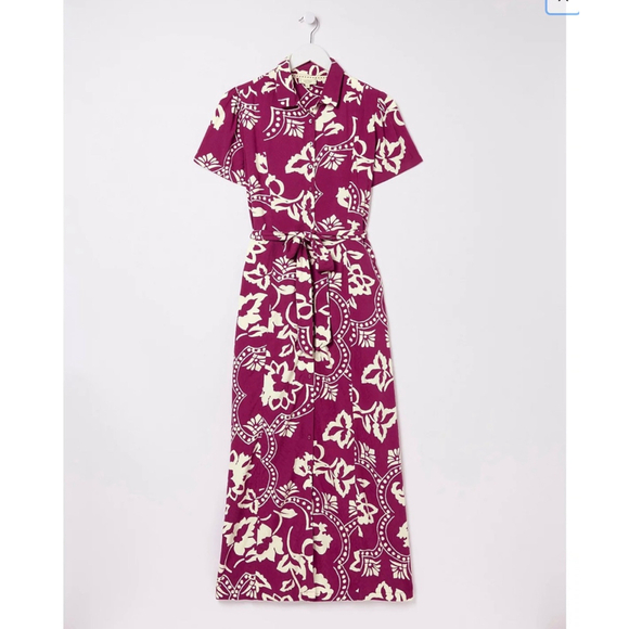 Fat Face Aster Wallpaper Button Front Floral Midi Dress Size 6 - Picture 2 of 8